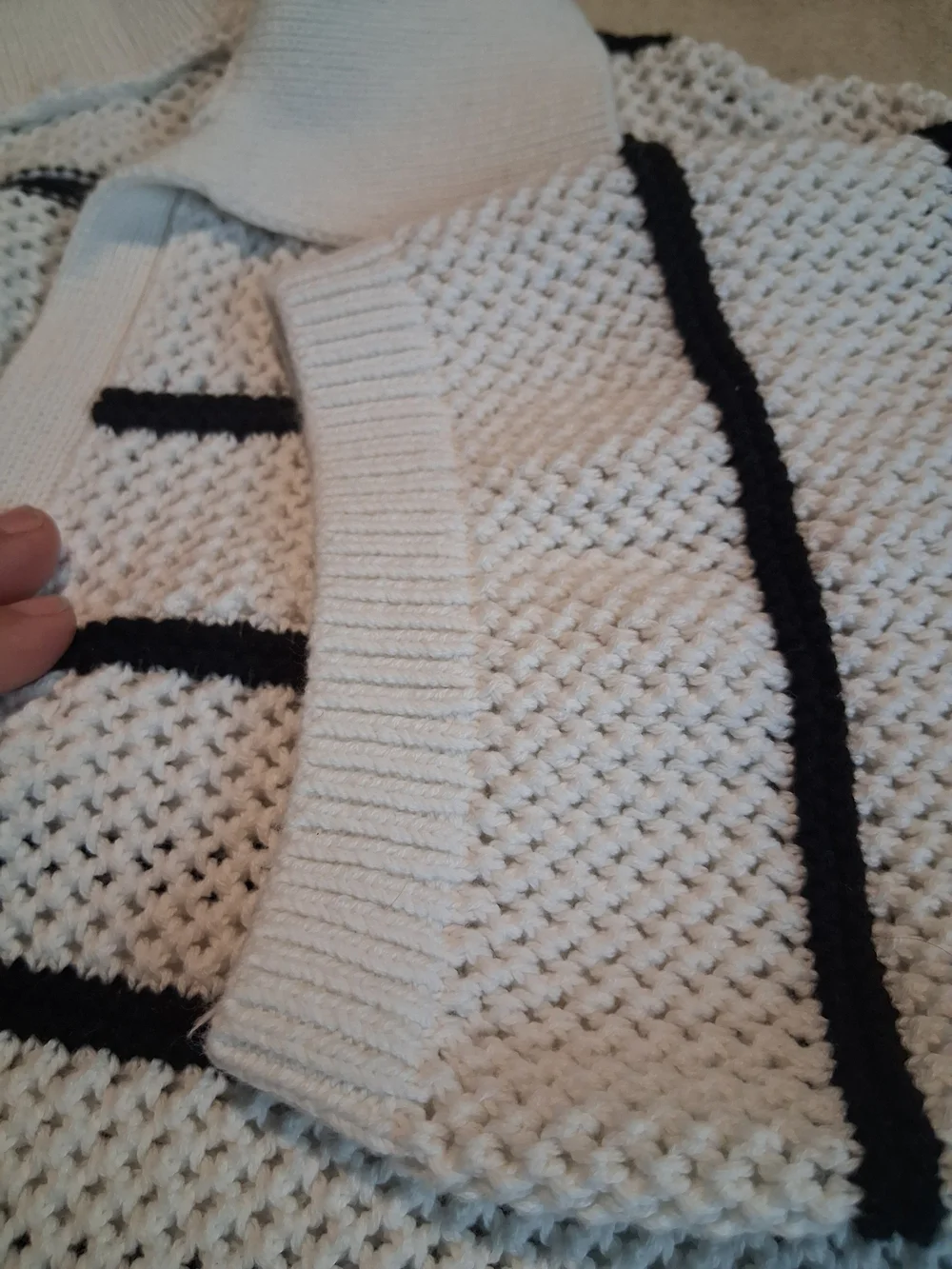 Old Navy White Polo Top with Black Stripes - Women